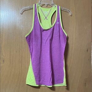 Marika Purple Racerback Tank with Lime Trim